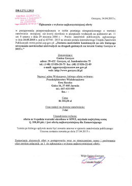 Ogłoszenie o wyborze najkorzystniejszej oferty.