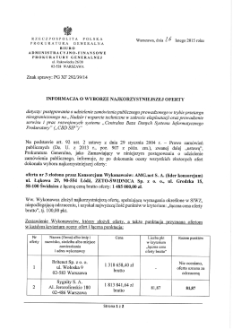 Informacja o wyborze najkorzystniejszej oferty