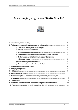 Instrukcja programu Statistica 9.0
