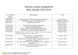 Szkolny zestaw programów Rok szkolny 2015/2016