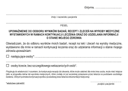 Upoważnienie do odbioru wyników badań, recepty oraz zleceń na