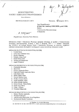 Wykaz przyznanych Medali za Długoletnią Służbę w 2015 r