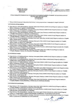 Wykaz okręgów wyborczych, utworzonych do przeprowadzenia