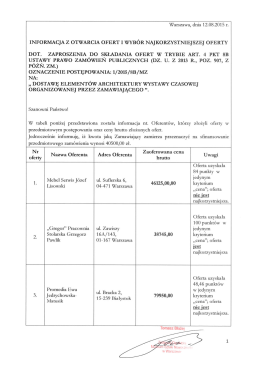 Informacja o wyborze najkorzystniejszej oferty