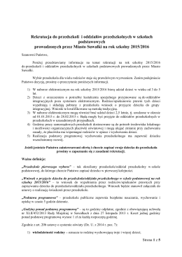 REKRUTACJA: Zasady naboru do przedszkoli na rok szkolny 2015/16