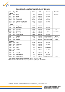 World Cup Calendar Nordic Combined