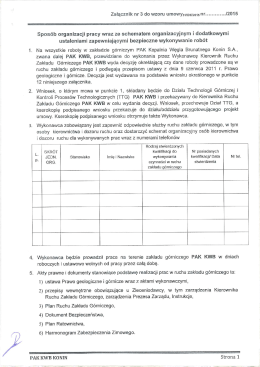 Spos&oacute;b organizacji pracy wraz ze schematem organizacyjnym i