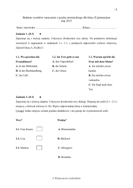 Badanie wyników nauczania z języka niemieckiego dla klasy II