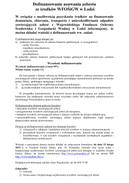 Dofinansowanie usuwania azbestu ze środków WFOŚiGW w Łodzi