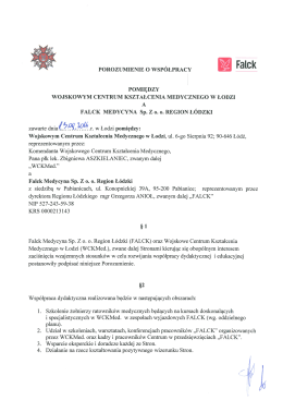 PoRoZUMIENIE o wsPÓŁPRACY % Falck PoMIĘDZY wonKowYM