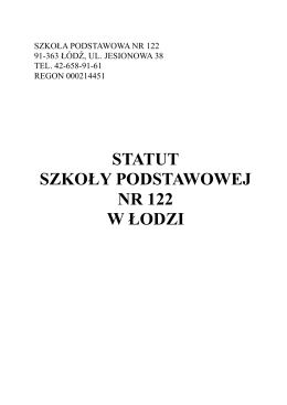 Statut szkoły - Szkoła Podstawowa nr 122 w Łodzi