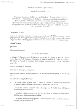 WYROK TRYBUNAŁU (Wielka izba) z dnia 29 Września 2015 LQ