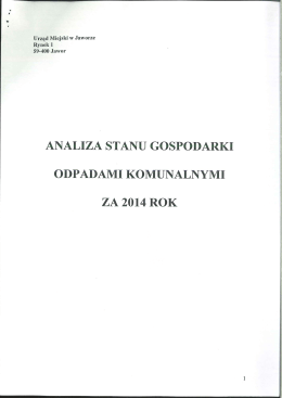 Analiza stanu gospodarki odpadami komunalnymi za