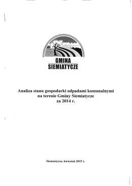 Analiza stanu gospodarki odpadami komunalnymi na terenie Gminy