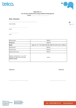 Zał nr 1 LENOVO tablet YOGA 2 specyfikacja