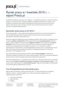 Rynek pracy w I kwartale 2015 r. – raport Praca.pl
