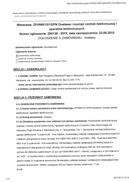 Warszawa: ZPIINWI10I15IPN Dostawa i montaż centrali telefonicznej i