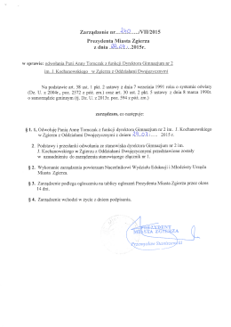 odwołania Pani Anny Tomczak z funkcji