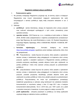 Regulamin realizacji usług w portfello.pl I. Postanowienia ogólne 1
