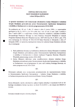 Uchwała nr VI/52/2015 Rady Miejskiej w Glinojecku z dnia 30 lipca