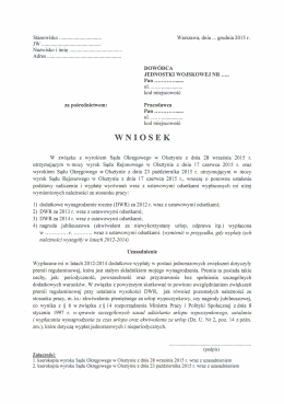 Wz&oacute;r wniosku o ponowne ustalenie podstawy naliczenia i wypłatę
