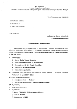 &bdquo;Dostawa wraz z montażem kotła gazowego w Szkole Podstawowej