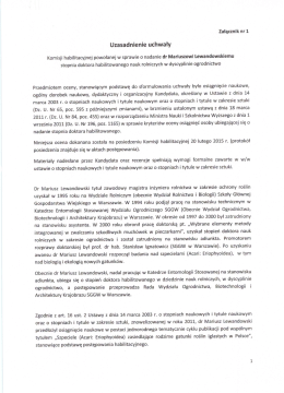 Załacznik do Uchwały Komisji Habilitacyjnej