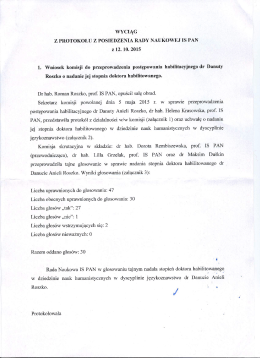 Wyciąg z protokołu Rady Naukowej