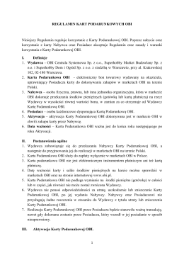 Regulamin kart podarunkowych 23.11.2015
