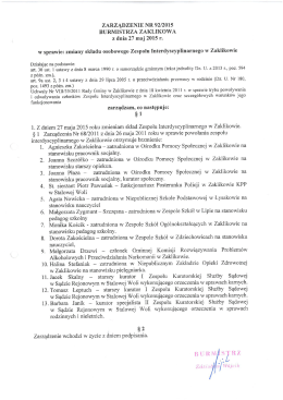 Zarządzenie nr 92/2015 z dnia 27.05.2015 r. w sprawie zmiany