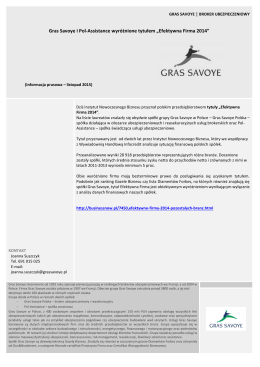 Gras Savoye i Pol-Assistance z tytulem Efektywna Firma 2014