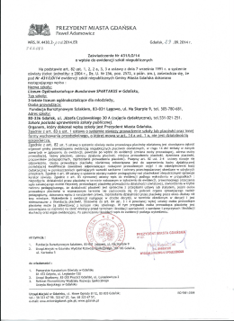 Zaświadczenie o wpisie do ewidencji szkół niepublicznych Nr 431