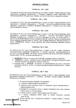 Uzupełnione projekty uchwał Walnego Zgromadzenia