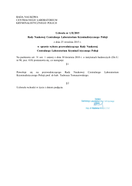 Uchwała nr 1/II/2015 Rady Naukowej CLKP z dn. 25.09.2015 r. w