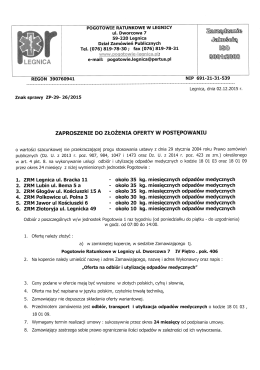 Zaproszenie do złożenia oferty na utylizację odpadów medycznych