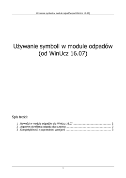 Używanie symboli w module odpadów (od WinUcz 16.07)