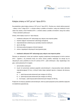 Kolejne zmiany w VAT już od 1 lipca 2015 r.