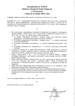 Zarządzenie nr 24/2015 - Akademia Sztuk Pięknych w Warszawie