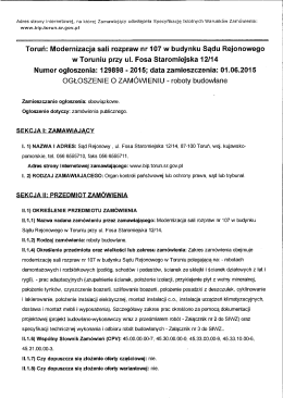Toruń: Modernizacja sali rozpraw nr 107 w budynku Sądu