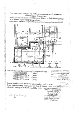 Fragment rzutu kondygnacji budynku z oznaczonym p&iacute;ańem lokalu i