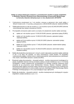 Opłaty za usługi edukacyjne związane z prowadzeniem studiów w