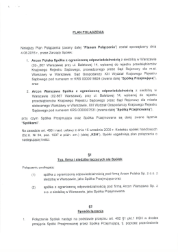 Plan połączenia - Arcon Polska Sp. z oo