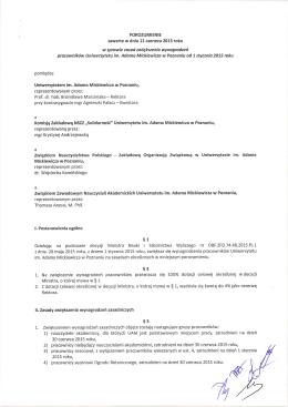POROZUMIENIE zawarte w dniu 11 czerwca 2015 roku