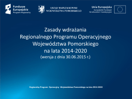 Zasady Wdrażania RPO WP 2014-2020