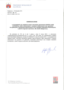 Obwieszczenie o przystąpieniu do ustalenia zasad i warunków
