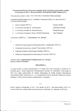 Porozumienie zbiorowe dotyczące ustalenia zasad wyliczania oraz