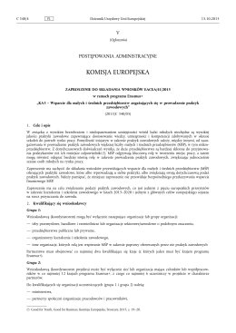 Zaproszenie do składania wniosków EACEA/41/2015 w ramach