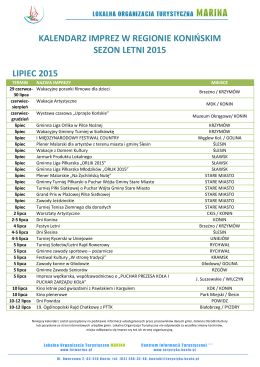Kalendarz imprez LIPIEC 2015 - Centrum Informacji Turystycznej w