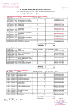 PLAN ZABEZPIECZENIA (godzinowy i ilościowy)