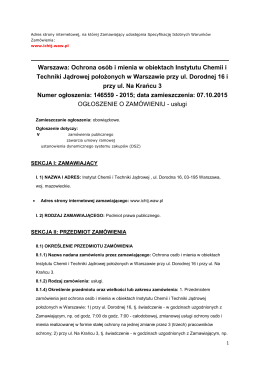 Warszawa: Ochrona osób i mienia w obiektach Instytutu Chemii i